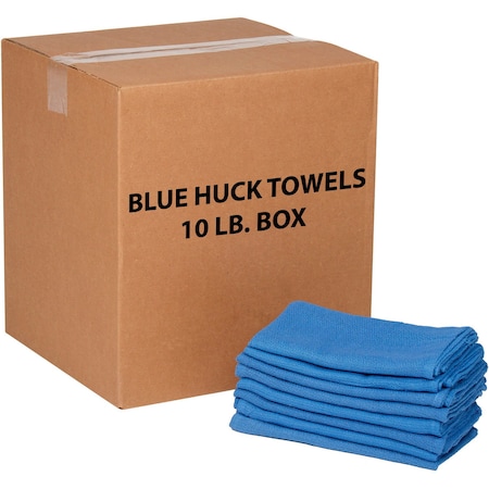 Global Industrial 10 Lb. Box 100% Cotton Huck Towels, Blue 670230